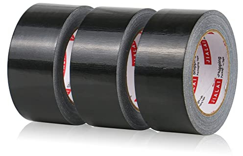 JIALAI HOME Heavy Duty Duct Tape, Black Tape 2 Inches x 30 Yards 3-Pack, 8.27 mil, Strong, Flexible, No Residue, All-Weather and Tear by Hand - for Repairs, Industrial, Professional Use