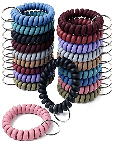 Cinvo Llavero de bobina de muñeca impermeable, pulsera en espiral, llavero elástico, resorte flexible, soporte para llaves para sauna, piscina, gimnasio, insignias de identificación, deportes al aire