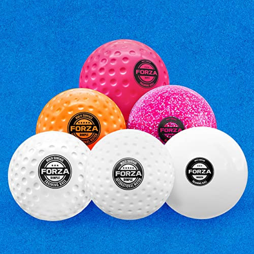 FORZA Hockeybälle für Match & Training - Dimples oder Glatt | Komplettes Sortiment - Getestet von Hockey Wales (6 Stück, Dimpel Training Ball | Weiß)
