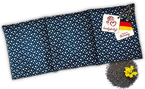 navango® Körnerkissen für Mikrowelle & Backofen geeignet | Marineblau | Mit Rapsfüllung handgefertigt in Deutschland | ca. 50 x 20cm | 3 Kammern | OEKO-Tex Baumwolle | Nacken, Rücken und Schulter
