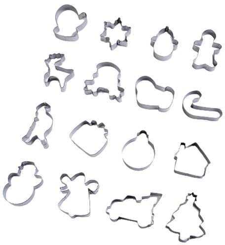 Weihnachts-Ausstechformen, 16 Stück/Set, Weihnachts-Ausstechformen, Weihnachtsmann, Rentier, Schneemann, Baum, Lebensmittelqualität, Edelstahl, Presse, DIY, Keksausstecher, Weihnachtsmann-Ausstechform