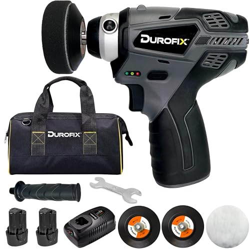 Durofix RS1212 Car Polisher Cordless 12 Volt (10.8v) Polisher (Tool and 2 x 2.5Ah Batteries with Fast Charger and Canvas Bag)