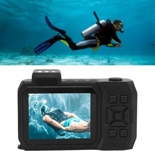 CFTGIW Appareil Photo Numérique étanche 4K 65 MP pour la Plongée en Apnée, Caméra sous-Marine à Double écran avec Mise au Point Automatique avec Batterie de 2 500 MAh, Indice
