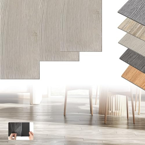 XINZI Suelo de vinilo autoadhesivo PVC, 72 azulejos, 10,04 m², efecto madera, resistente al desgaste y al agua, para cocina, salón y balcón (roble blanco)