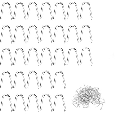 TIANLIN Clou de Clôture en Forme de U 200 Pièces Crampon Cloture en Fer, Fer Crampillon Galvanisé, Clous de Clôture, Clous de Jardin à Double Tête en Forme de U pour Clôtures, Fils de Fer Barbelés