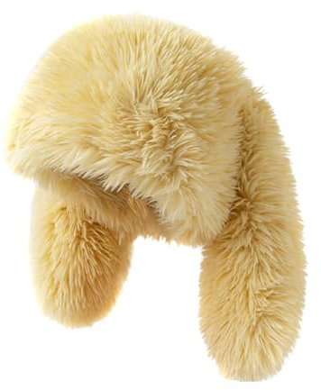Uposao Damen Fellmütze Beanie Pelzmütze Wintermütze Pelz Warm Weich mütze Stirnband Hut Wintermütze Plüschmütze Pelzmütze mit Langen Hasenohren Wintermütze