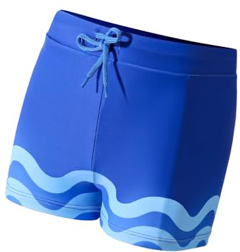 Comfyouth Short de bain pour garçon - Motif ondulé - Séchage rapide - Avec doublure - Taille élastique - Pour garçon - 128-176 cm, bleu, 152