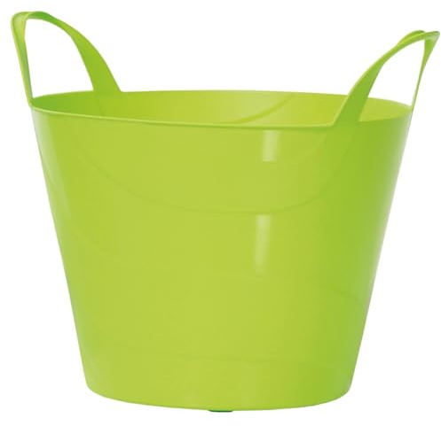 Flexi Bucket Plastic Tub Bin Storage Feed Garden Building Laundry Toys Large Handles Home Garden DIY Lightweight Flexible (Lime, 30 Litres)