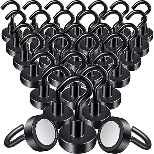 30 Stück Magnethaken Klein Magnethaken Extra Stark 20mm Magnet Haken Neodym Magnete mit Haken Magnetische für Küchen Camping Grill Büro Outdoor und Kreuzfahrt Zubehör Schwarz