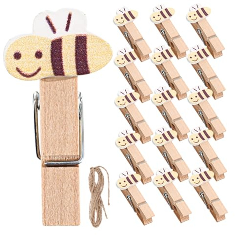 Vaguelly 50 Piezas Sujetapapeles Decorativos con Cuerda de Yute para Fotos Manualidades y Aperitivos para Decoración de Fiestas y Hogar