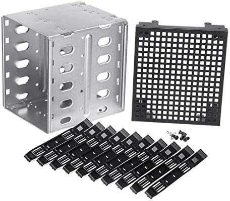 AWAOVV 5,25 hårddiskbur, avtagbara hårddiskfack, 5 x 3,5 HDD Cage Rack hårddiskhölje hårddiskfack adapter
