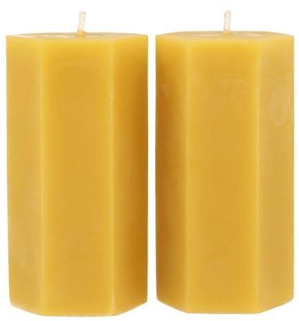 Danilovo Candele Cera d’Api Naturale al 100% - Decorazioni Casa Eleganti e di Alta Qualità - Candele Naturali Decorative e Sostenibili (2 pz, 5 x 10 cm, 18 Ore)