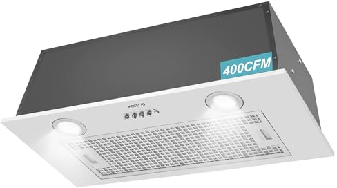 400CFM Built-In/Insert Range Hood 24 Inch - Convertible Ducted/Ductless Kitchen Vent with 3-Speed, 2×3W LED Lights & 6-Layer Grease Filters