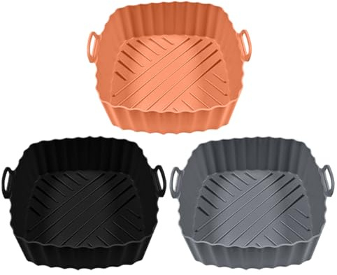 Inserti in silicone per friggitrice ad aria calda | 3 pezzi per friggitrice ad aria calda, riutilizzabili resistenti al calore, per forno a microonde e cucina