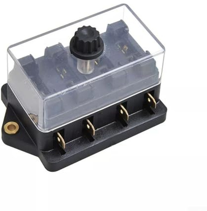 Yhenlovtt 4way Ato Atc Fuse Box Holder for 12v 24v Systems Black Plastic Inline Flat Fuse Carrier with Transparent Water-repellent Cover Compact 152