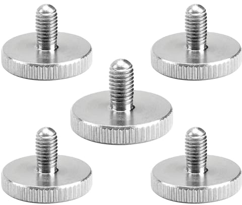 ITSOGOO 5 Piezas DIN653 Tornillos Moleteados de Cabeza Planas M5x10 mm,Acero Inoxidable, a Mano Apriete las Tornillos de Ajuste Redondas para Maquinaria