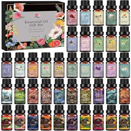 Kit Huiles Essentielles - 40 x 10 ML Huile Essentielle Aromathérapie Pures & Naturelle, pour Diffuseur, Massage, Bougies, Yoga, Aromathérapie et Humidificateurs