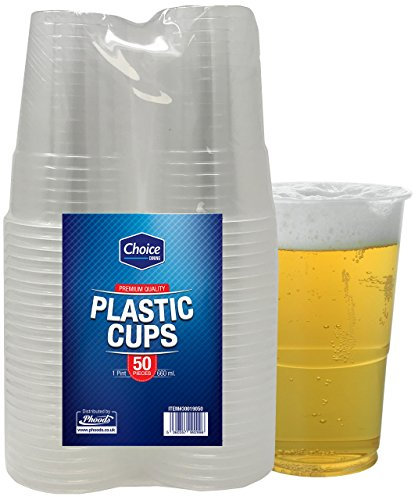 Choice Dining® Pack of 50 Strong Reusable & Washable Dinnerware Pint Glasses Beer Cups Great for Party's and All Types of Events, Celebrations 660ml Party Supplies