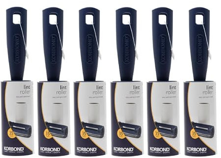 Korbond - Lote de 6 Rodillos de Pelusa de 5 m con 210 Hojas Adhesivas, Inodoro, para Todas Las Telas, Elimina el Polvo, el Pelo de Mascotas y la Pelusa de los Muebles y la Ropa SIN Dejar RESIDUOS