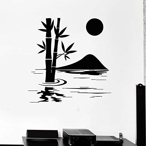 HANZHAO Calcomanía de Pared de bambú y Lago, Mural de Arte Natural, Adhesivo de Vinilo para habitación, Papel Tapiz, Adhesivo extraíble para Pared, Mural, Resistente al Agua 56x58cm