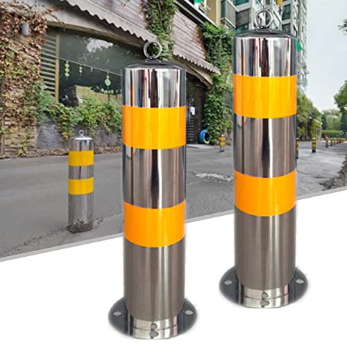 Dissuasori Parcheggio, dissuasori fissi di parcheggio, paletto Fisso di Sicurezza del parcheggio Nastro Riflettente per Barriera di Parcheggio in Metallo con Anello, Installazione Facile