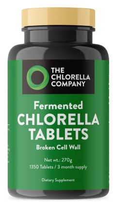 The Chlorella Company Fermented Chlorella Tablets, 1350 Tablets (3 Month Supply) Broken Cell Wall for Nutrient Absorption, Vegan Superfood for Detox & Wellness, Algae Supplement, Non-GMO