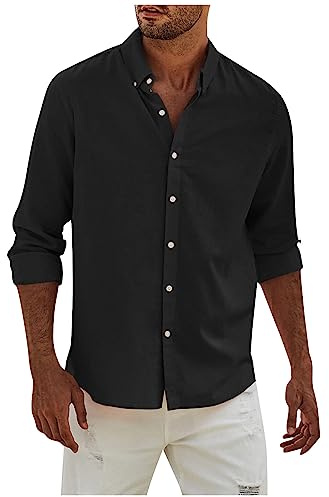 Chemise Homme Casual Chic Chemise Homme Manches Longues Regular Fit Chemises Business Homme Chemisette Homme Confortable Travel Chemisette pour Homme Couleurs Pures Chemise sans Repassage