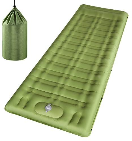 linenix Isomatte Camping Selbstaufblasend, 12CM Dicke Luftmatratze Camping, Isomatte Ultraleicht Eingebaute Luftpumpe und Faltbar, Wasserdicht, Tragbar, Geeignet für Outdoor-Camping (Grün)