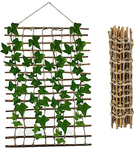 Salice per piante rampicanti 50 x 200 cm | Griglia per tralicci con filo di iuta in legno, supporto da giardino per la crescita e la decorazione, rete per piante rampicanti