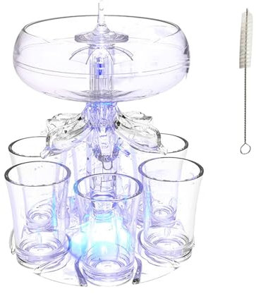 Lot de 1/6 distributeurs de verres à liqueur – Distributeur de liqueur à liqueur 6 pièces, 485 g, distributeur d'alcool en verre bio | Boisson à liqueur avec éclairage LED, accessoire de bar pour