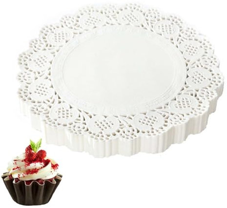 UYVPAER 100 Pezzi Centrini Carta Pizzo, Rotondi In Carta Per Piatti In Pizzo Per Dessert,Matrimonio,Decorazione Per Tavola(16.5Cm)