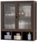 Yorbay Badezimmerschrank Hängend mit 2 Milchglastüren und Offenem Fach, Bambus Medizinschrank für Bad, Platzsparendes Wandschrank Küchenschrank, 22 x 59 x 66 cm (Braun)
