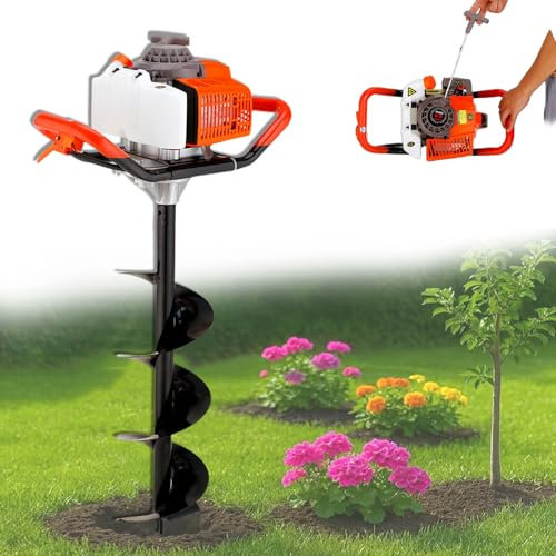 Glowdora 2 Stroke Petrol Drill, Fence Post Ground Hole Drill, Hole Punch, Electric Post Hole Digger, Handheld Auger, Petrol Ground Auger, 3hp, 3 Drill Bit Diameters (100, 150, 200 Mm).,15cm（6in）