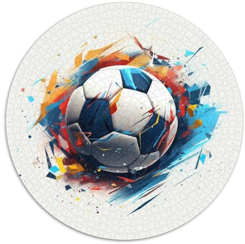 Football 1000 Piece Jigsaw Puzzles Round Jigsaw Creative Educational Games Unique Challenge Game for Travel Gifts,Present 1000pcs (67.5x67.5cm)