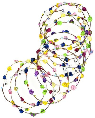 URAQT 12PCS LED Bandeau Fleur, Couronnes de Fleurs Lumineuses, Headband Garland Bandeau de Fleurs, Headband Lumineux Réglable pour Mariage, Festival, Fête, Carnaval