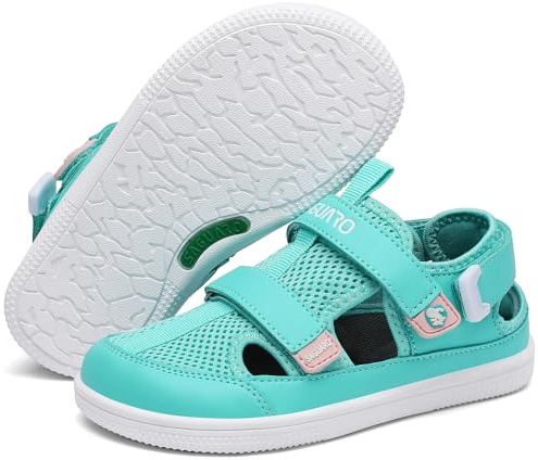 SAGUARO Sandali Bambina Chiusi Barefoot Shoes Leggere e Flessibili Scarpe da Scoglio Estive Casual Comode per Tempo Libero, Passeggiate e Uso Quotidiano, Blu Menta 33 EU