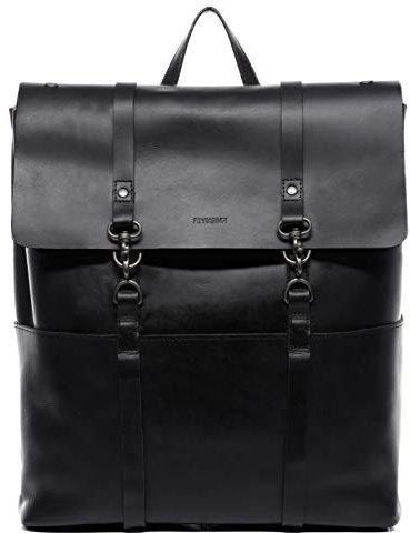 FEYNSINN großer Ruckack echt Leder - 15 Zoll Laptop Lederrucksack VAL XXL - Kurierrucksack Herrentasche mit Laptop-Fach - Lederrucksack Herren schwarz handgefertigt