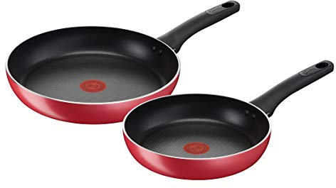 Lagostina Cucina Mediterranea Set di Padelle Antiaderenti in Alluminio Ø 24/28 cm, 2 Pezzi, Batteria Pentole Induzione, Gas e Forno, Indicatore Cottura Thermo-Signal, Manici Ergonomici in Bakelite