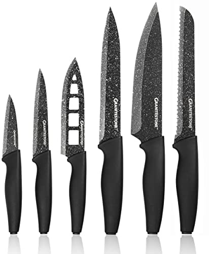 Granitestone Nutriblade Knife Set, High Grade Professional Chef Kitchen Knives Set, Knife Sets Toughened Stainless Steel with Nonstick Mineral Coating, Rubberized Ergonomic Grip, Dishwasher Safe
