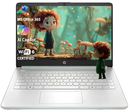HP Stream 14 Student Business Laptop, Microsoft Office 365, Copilot AI, 8GB RAM, 128GB UFS, Intel N150 Processor(Quad-core), Willow Green, Windows 11 Home, with 5ave Kit