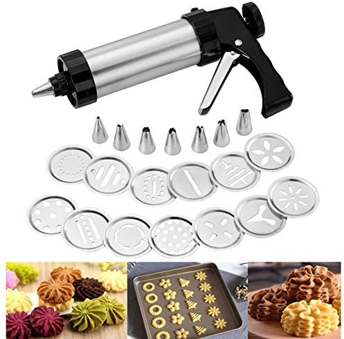 Biscuit Making and Icing Set for Cake Decorations, Stainless Steel Cookie Biscuit Press Icing Decorating Gun Sets