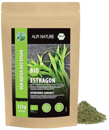 Alpi Nature Dragon BIO 125g, Torkad och Gnuggad Ört, Ekologisk Dragon Krydda för Matlagning och Kryddor