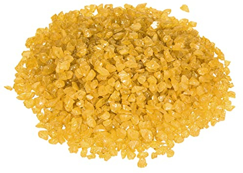 MECCANIXITY Decorative Glass Gravel 320g/0.7Lbs Irregular Rock Sand Stone Yellow for Fish Tank Plants Decoration