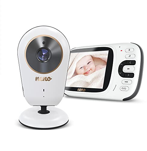 Neno® Vera Babyphone mit Kamera 3,2 Zoll Baby Monitor Display, 2-Wege Audio, Nachtsicht, 8 Schlaflieder, Temperatursensor, VOX-Modus, Signalreichweite 50 m in Innenräumen bis zu 260 m im Freien