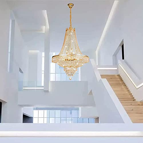 KAPOHU 14 Luci Oro Moderno Lussuoso Lampadario di Cristallo K9, Scale E12 × 14, Stile Classico in Stile Impero 60 × 80 Cm for Soggiorno, Corridoio, Sala da Pranzo, Camera da Letto, Sala for Banchetti