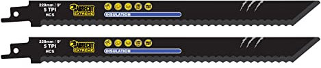 2 x SabreCut SCRS1113AWP 228 mm 5 TPI S1113AWP Matériaux d'isolation rapide, laine, liège, cuir et carton Lames de scie sabre compatibles avec Bosch Dewalt Makita et bien d'autres