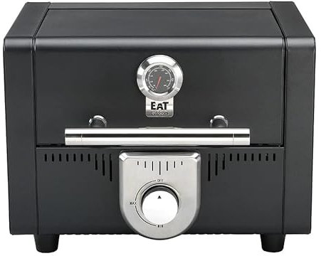 Omica Gas BBQ Grill Portable Barbecue, Camping Grill, Tabletop Grill, Barbecue Lid, Thermometer, Black