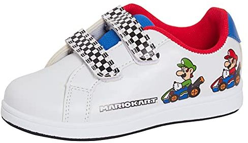Super Mario Brothers sneakers pojkar sport sneakers Mario Kart casual skridskor skor skor vita, Vit, 34 EU