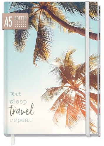 paper&you® dotted Journal A5 mit Gummiband Eat, Sleep, Travel 156 Seiten, Notizbuch gepunktet, Tagebuch - nachhaltig & klimafreundlich