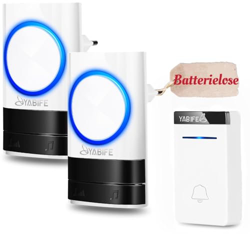 Funk Turklingel Batterielose,IP44 Funkklingel Aussen Wasserdicht,Schnurlose Türklingeln zum Einstecken,1000 Fuß Reichweite Elektrisch Haustürklingel,58 Klingeltönen 5 Stufiger Lautstär Batteriefrei